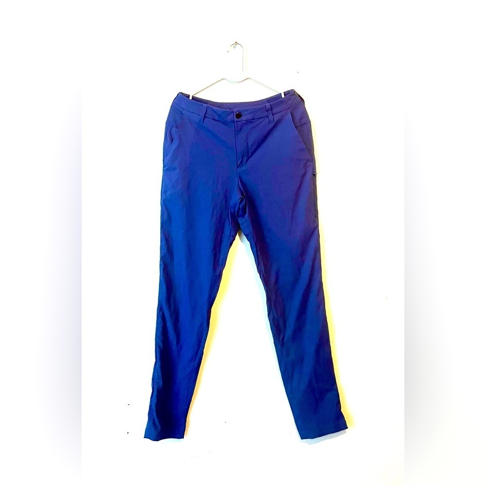 Lululemon Navy‎ Nylon Straight Leg Pants sz 30 Pockets Button Zipper